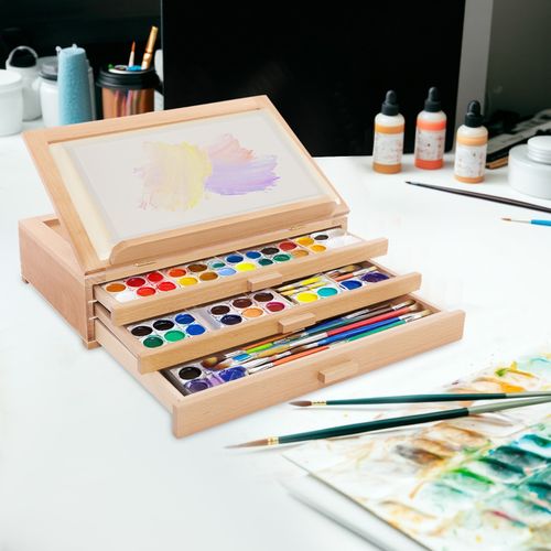 Large Tabletop Easel Adjustable Beech Wood Table Top Easel Portable Sketch Box — image 3