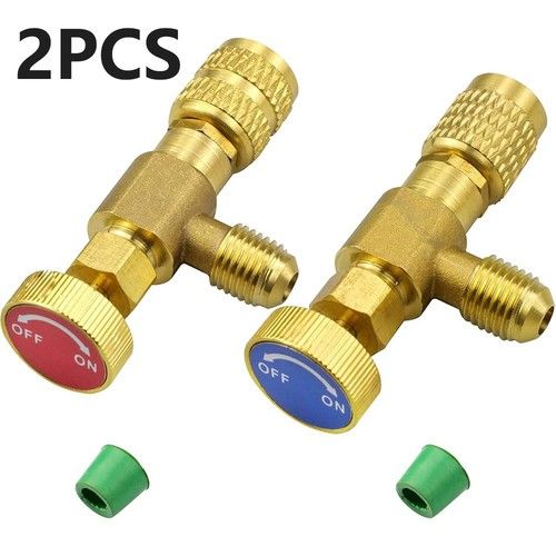 2x Filling Refrigerant Safety Valve Air Conditioning Connector Adapter R22 R410A