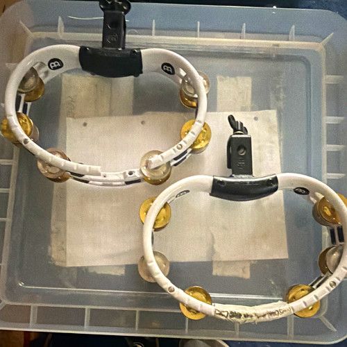 MEINL Hi-Hat Tambourine Set White Metal Jingles w/ Mounting Bracket 2pc