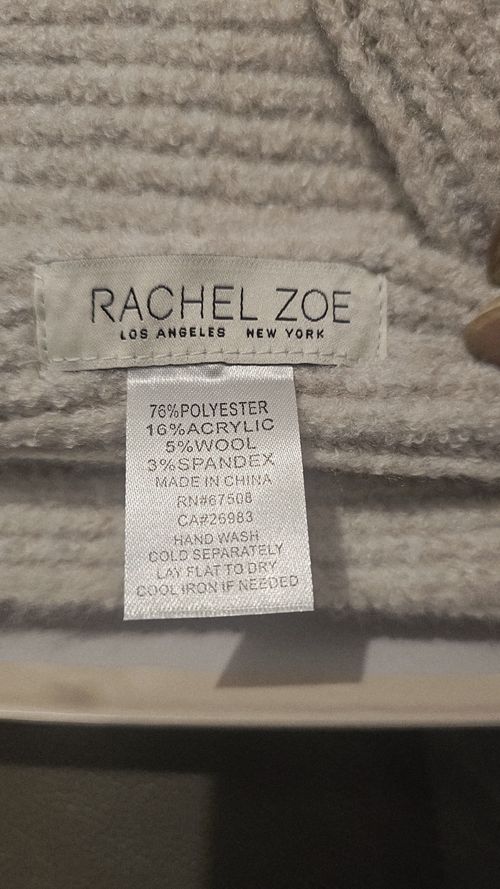 Rachel Zoe 2pc Women's Grey Knit Hat & Scarf Set Floral Beaded One Size — image 7