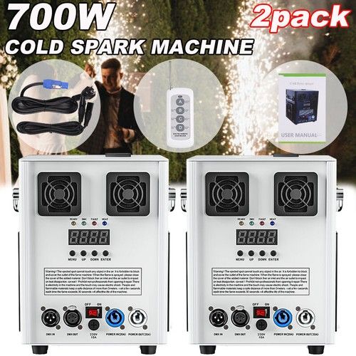 2PCS 700W Cold Spark Firework Machine Stage Effect Wedding DJ Party DMX w/ Case