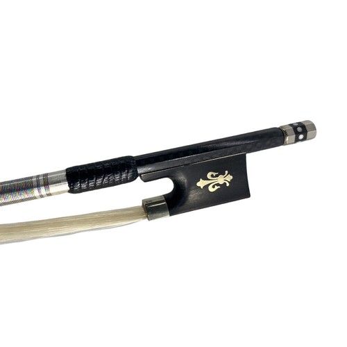4/4 Violin Bow Carbon Fiber Braided Straight Pernambuco Level Natural Bow Hair