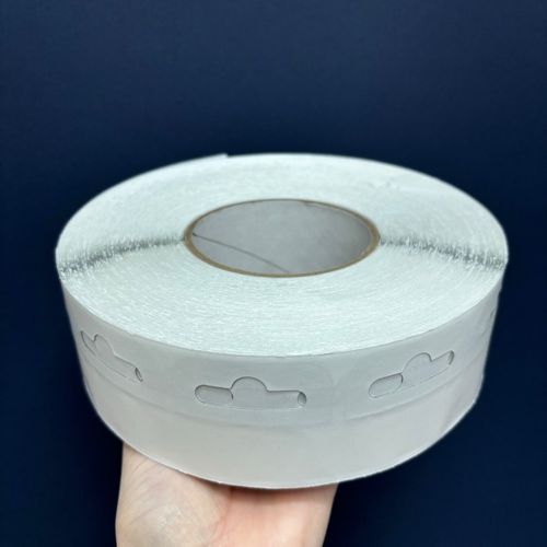Roll Of 500 Euro Hook Slot Hang Tabs 50 x 50mm Clear Sticky Strong Adhesive Tag — image 2