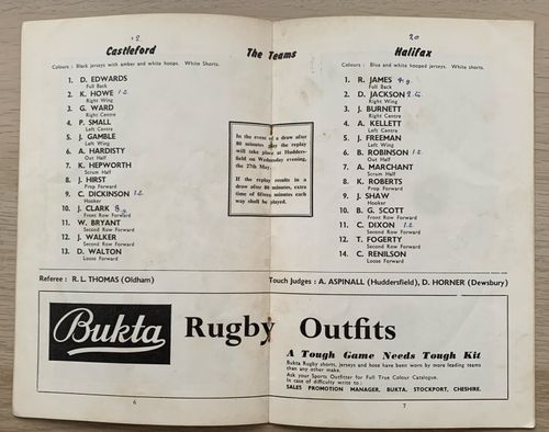 RUGBY LEAGUE EASTERN FINAL PROGRAMME CASTLEFORD V HALIFAX 1964 Multi Autographs — image 3