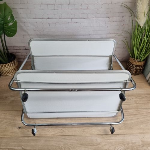 Vintage 2 Tier Folding Tea Trolley Metal Wood Effect Trays Serving Hostess Retro — image 10