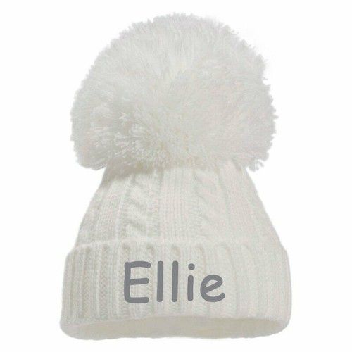 PERSONALISED Baby Pom Pom Hat Boys Girls Newborn to 6 Months 6-18 Months 