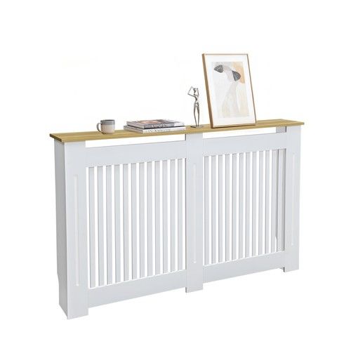 92cm Tall Wood Texture Top Radiator Cover Shelf Cabinet Modern MDF Wood Slat XL