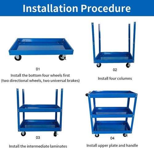 Heavy Duty Tool Storage Trolley Wheel Cart 3 Tier Shelf Cabinet Drawer Workshop — image 3
