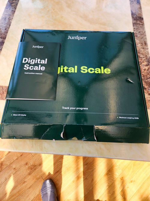 Juniper Digital Bathroom Scale White Square Tempered Glass LED Display — image 1