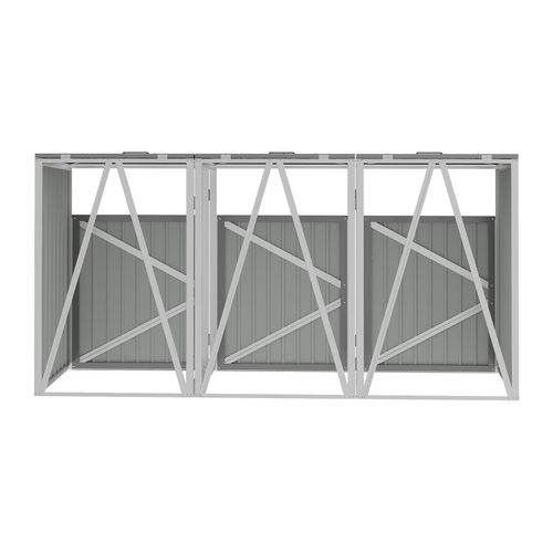 Triple Wheelie Bin Storage Metal Store Cover Garden Rubbish Dustbin 3 Shed House — image 10