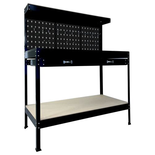 SwitZer Heavy Duty Metal Workbench Garage Table Pegboard Shelf Drawer Workshop — image 12