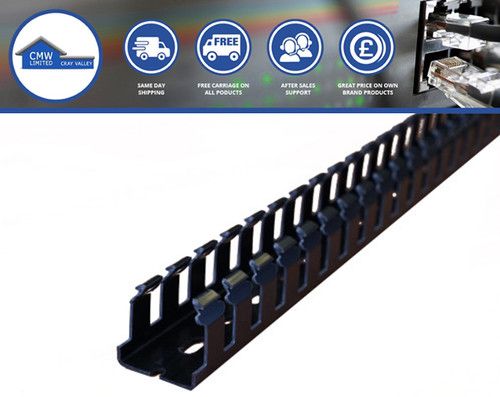 Cable Trunking, Management Open Slot High PVC Tidy Holder Black Slotted Betaduct