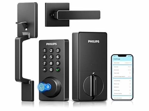 Philips Wi-Fi Smart Door Lock Handle Set w/ Keypad Fingerprint Deadbolt Black