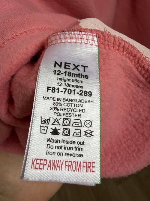 NEXT baby girl Christmas Sweatshirt Pink Dress 12-18m, excellent condition  — image 5