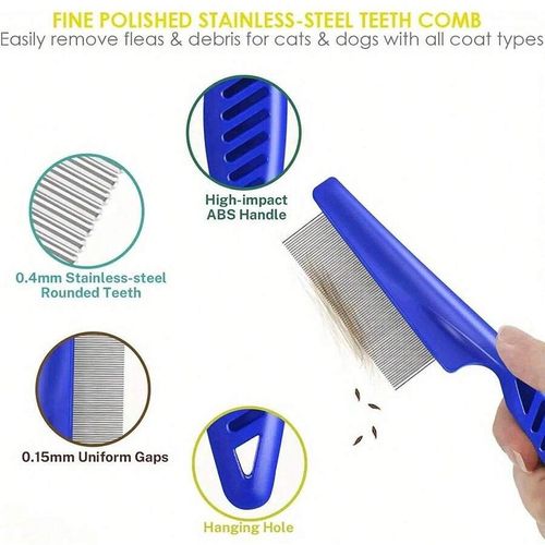 4 Packs Flea Lice Comb Stainless Steel Dog Cat Grooming Combs Double Sided* — image 2