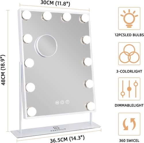 Rotatable Hollywood Vanity Mirror Dimmable LED Lights Vanity Makeup Mirror — image 13