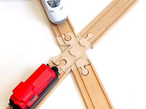 8pc Wooden Train Track Expansion Pack Flexi Track Junctions Connectors Fits Brio — image 10