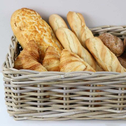 Grey & Buff Rattan Storage Baskets Rectangular Wicker Empty Hamper Display Tray — image 10