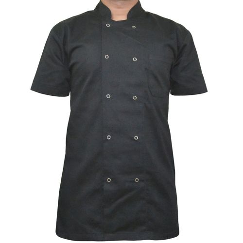 Black Chef Jacket Short Sleeve Restaurent Kitchen workwear show Button Jacket UK — image 5