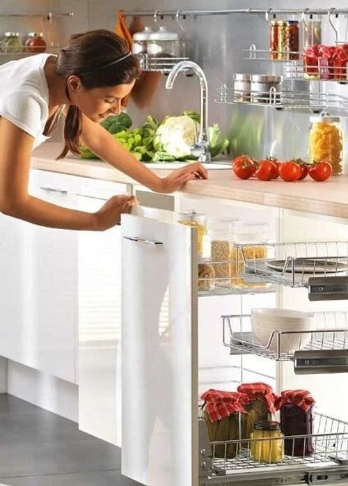 Pull-Out Storage Basket Wire Larder Kitchen Cupboard Soft Close Organiser — image 6