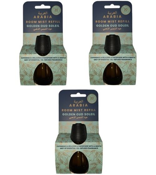 3 x Arabia Room Mist Refill Transform Your Home Into A Haven - Golden Oud Soleil