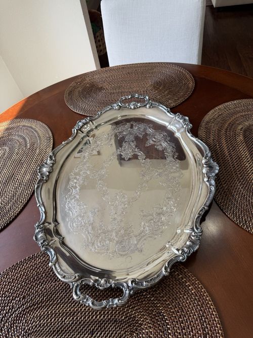 Gorham Silverplate Oval Serving Tray Platter with Handles Pattern YC777 — image 1