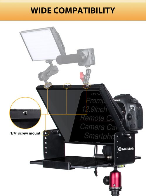 Moman MT12 Teleprompter 12in Metal Prompter Kit for DSLR Camera Camcorder  — image 6
