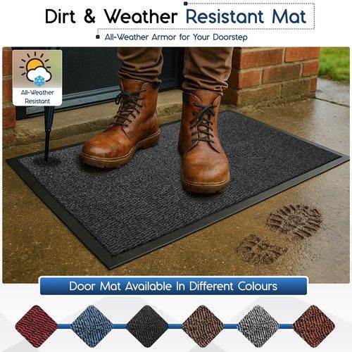 Heavy Duty Door Mat Non Slip Washable Rubber Back Hallway Kitchen Barrier Mat UK