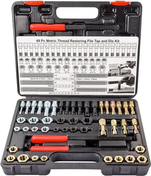 49PCS Thread Repair Chaser Tool UNC UNF Metric Thread Restorer Kit