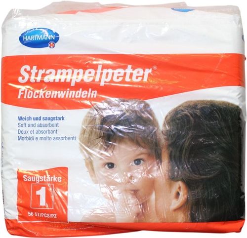 Hartmann Strampelpeter Flockenwindeln Soft Absorbent Diapers Size 1 56 Count — image 1