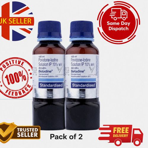 2 x Betadine Iodine Antiseptic & Disinfectant Solution 100ml First Aid