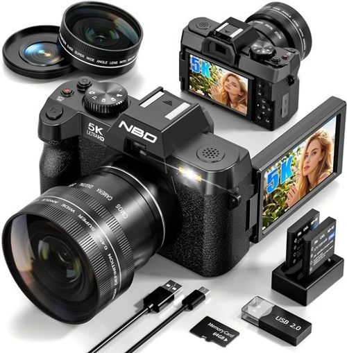 NBD Digital Cameras 5K 48MP Autofocus Vlogging Camera for YouTube with 32GB TF