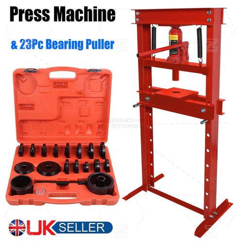 12 Ton Workshop Press Machine Hydraulic Bench & 23x Bearing Bush Driver Seal Kit — image 1