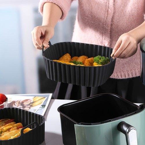 Reusable Air Fryer Silicone Liners Square Non Stick Basket Mat for 4-7QT Air Fry