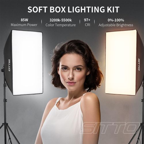 2X 85W Dimmable LED Softbox Lighting Kit Remote Light Stand Photography Studio — image 5