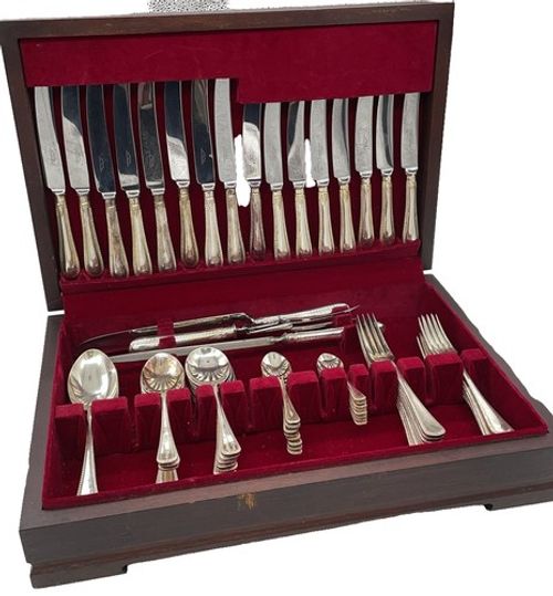 Harrods Silver Plate Cutlery Canteen Multi Set Vintage EPNS Flatware Wooden Box