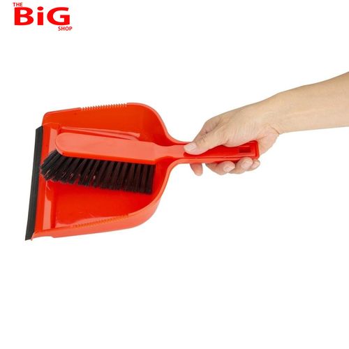 Colour-Coded Plastic Dustpan & Brush Set 226Mm Wide, Red — image 4