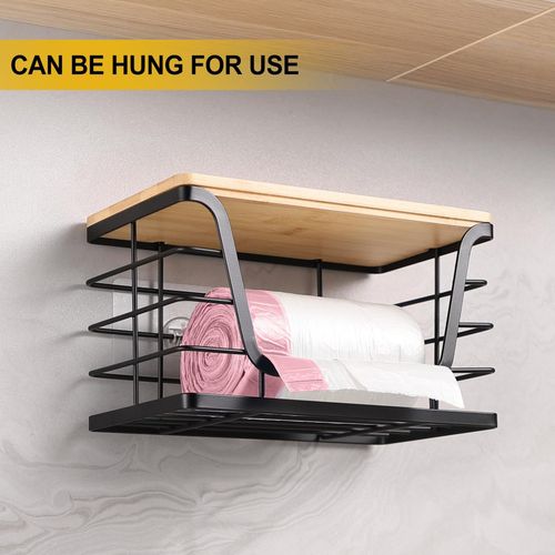 2 Set Stackable Wire Basket with Bamboo Tops Pantry Organizer and Storage Bins — image 13