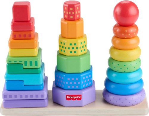 Fisher-Price Wooden Stacking Shape Sorter Toddler Toy 26 Pieces 18+ Months — image 1