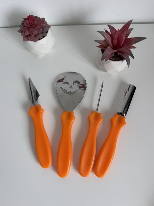 Halloween Pumpkin Tool /Carving Kit  Set of 6, Orange Handles, — image 3