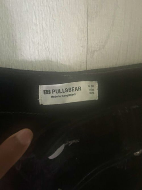 Pull&Bear Men’s Black Denim Straight Jeans, Regular Fit, Size 30