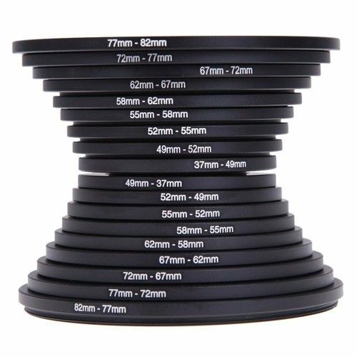 18pcs 37-82mm Step Up & Step Down Filter Adapter Ring Set For DSLR Camera Lens