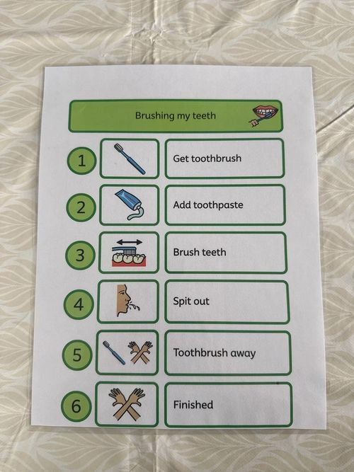 Laminated Toothbrushing Visual Guide- Autism SEND Visual Support — image 1