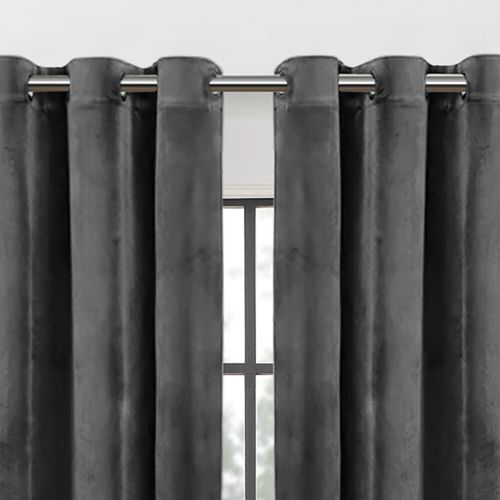 Thick Heavy Velvet Curtains PAIR of Eyelet Ring Top Fully Lined Ready Made  — image 5