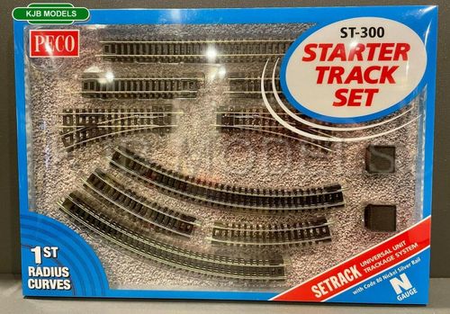 PECO ST-300 Starter Track Set 1st Radius - Setrack Code 80 N Gauge Oval + Points — image 1
