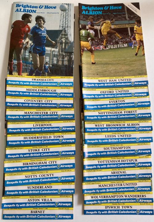 1981/82 COMPLETE SET OF 24 BRIGHTON HOME FOOTBALL PROGRAMMES JOB LOT