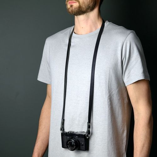 Leather Camera Strap - Thin Shoulder or Neck Strap Black Brown Short Long — image 3