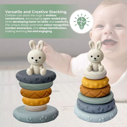 Kyoot Silicone Rabbit Stacker Stacking Rings Toddler Toy Baby 6 Month+ Gift Idea — image 5