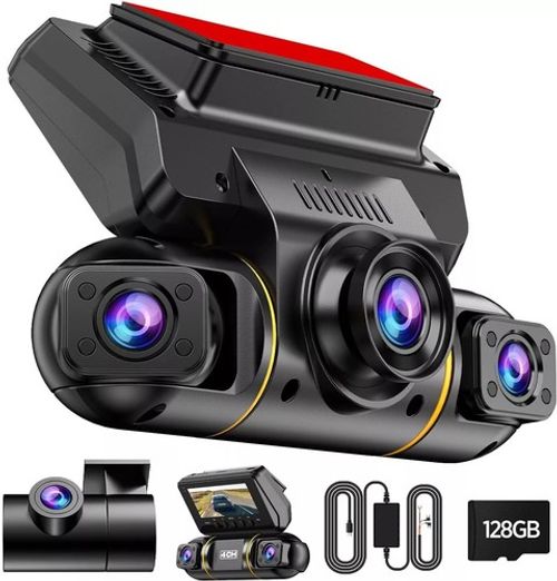 🔥Dash Cam 4 Channel 360° Front Rear Inside DashCam, FHD 1080P Car Camera 128GB