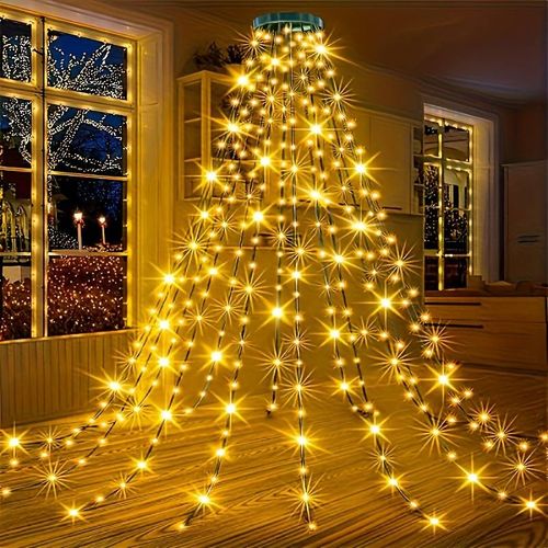 448LEDs Camping Party Waterfall Christmas Xmas Tree Wall Topper String Lights UK — image 4